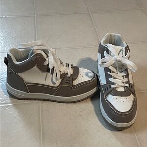 Ardene Brown and White Women's High-Top Sneakers